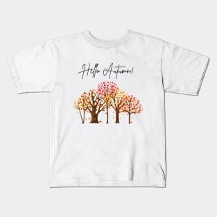 Hello Autumn here comes the falling leaves!! Kids T-Shirt